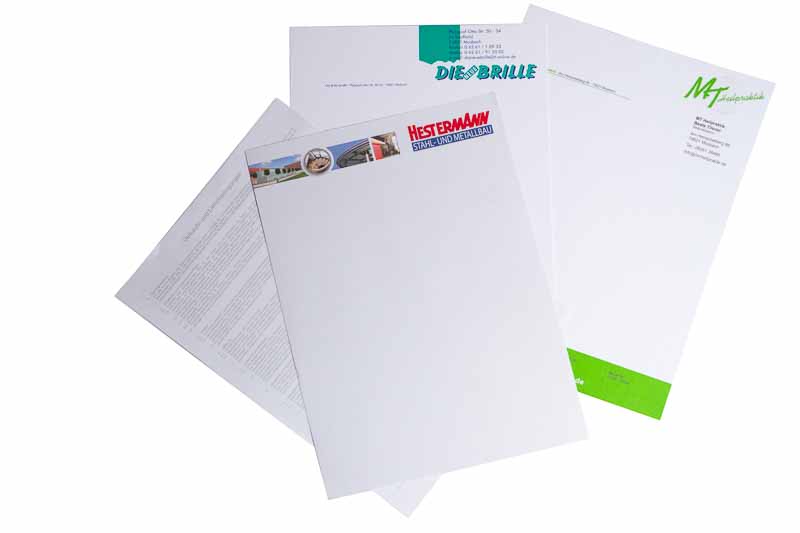 Briefpapier Druck in Mosbach verschiedene Briefpapiere übereinander
